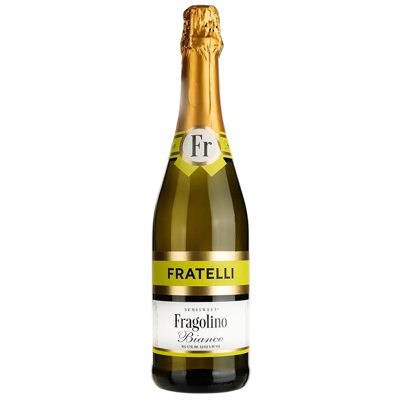Напій винний ігристий Fratelli Fragolino Bianco білий напівсолодкий 6-6,9% 0,75л — фото продукту