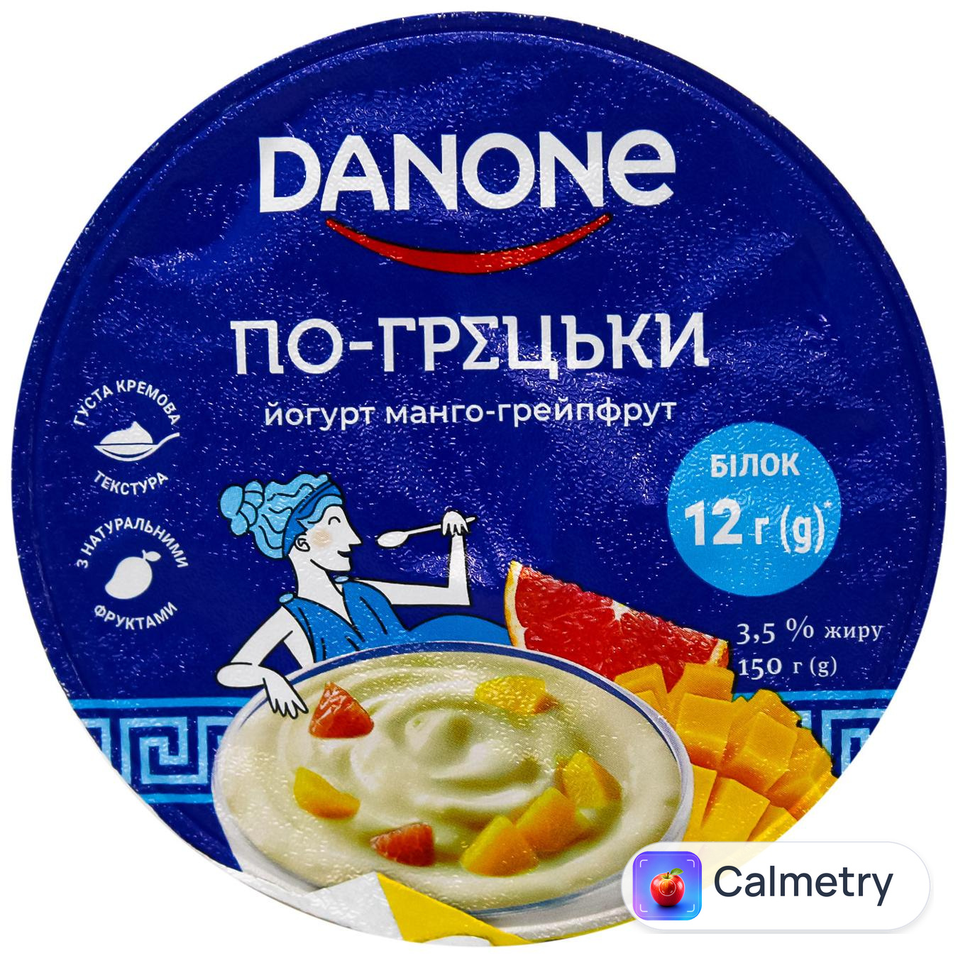 Йогурт Danone По-грецьки Манго-грейпфрут 3,5% 150г — фото продукту