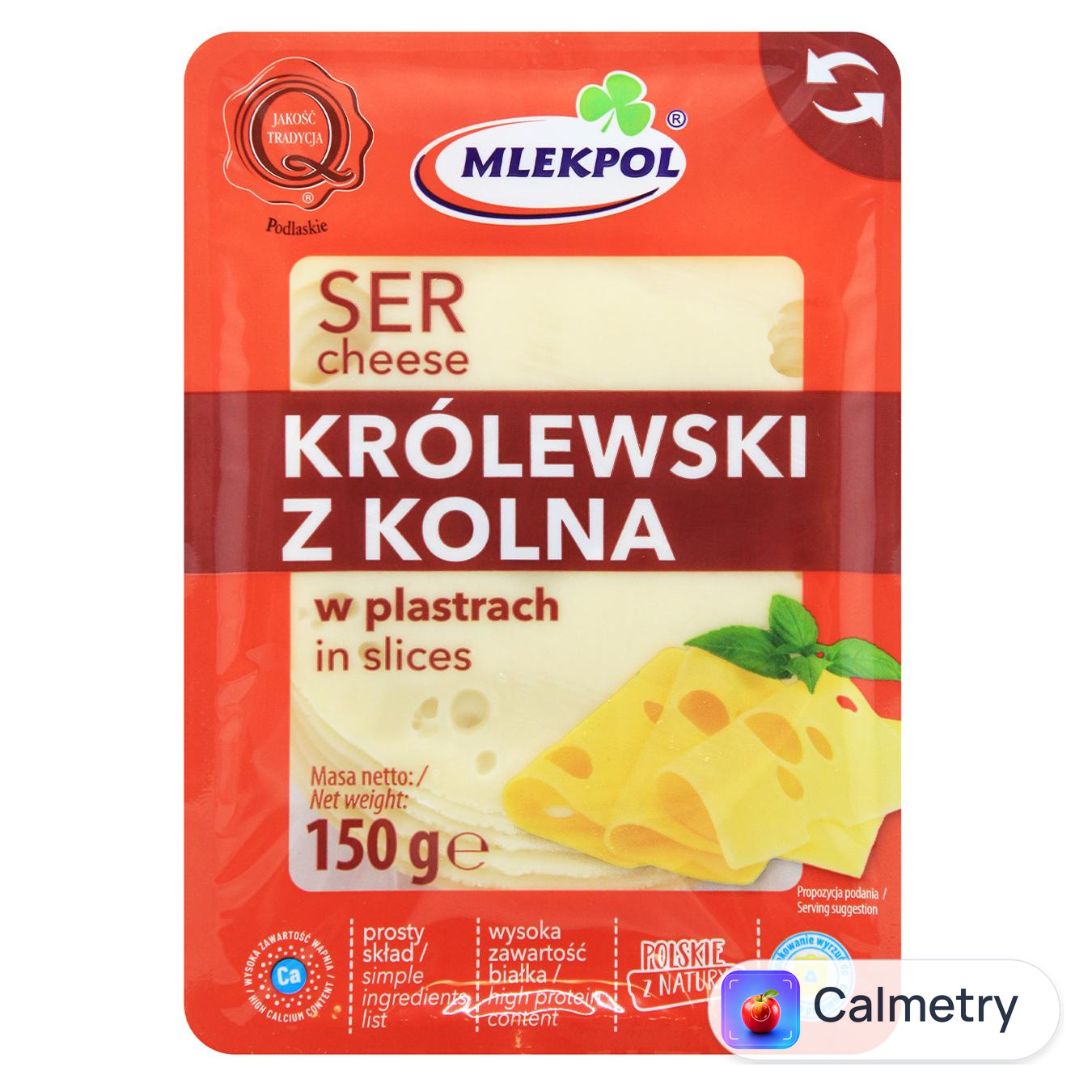 Сир Mlekpol Королівський з Кольно нарізаний 45% 150г — фото продукту