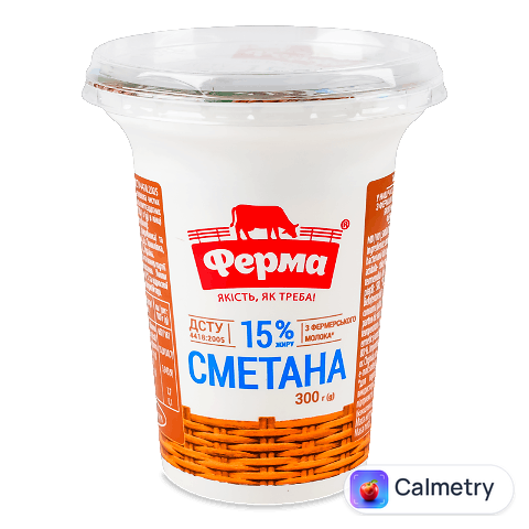 Сметана Ферма 15%, стакан, 300г