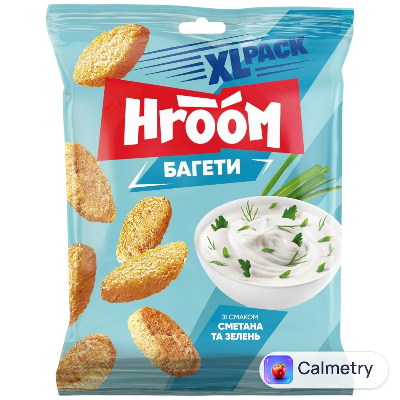 Сухарики Hroom! багетні зі смаком Сметана із зеленню 100г