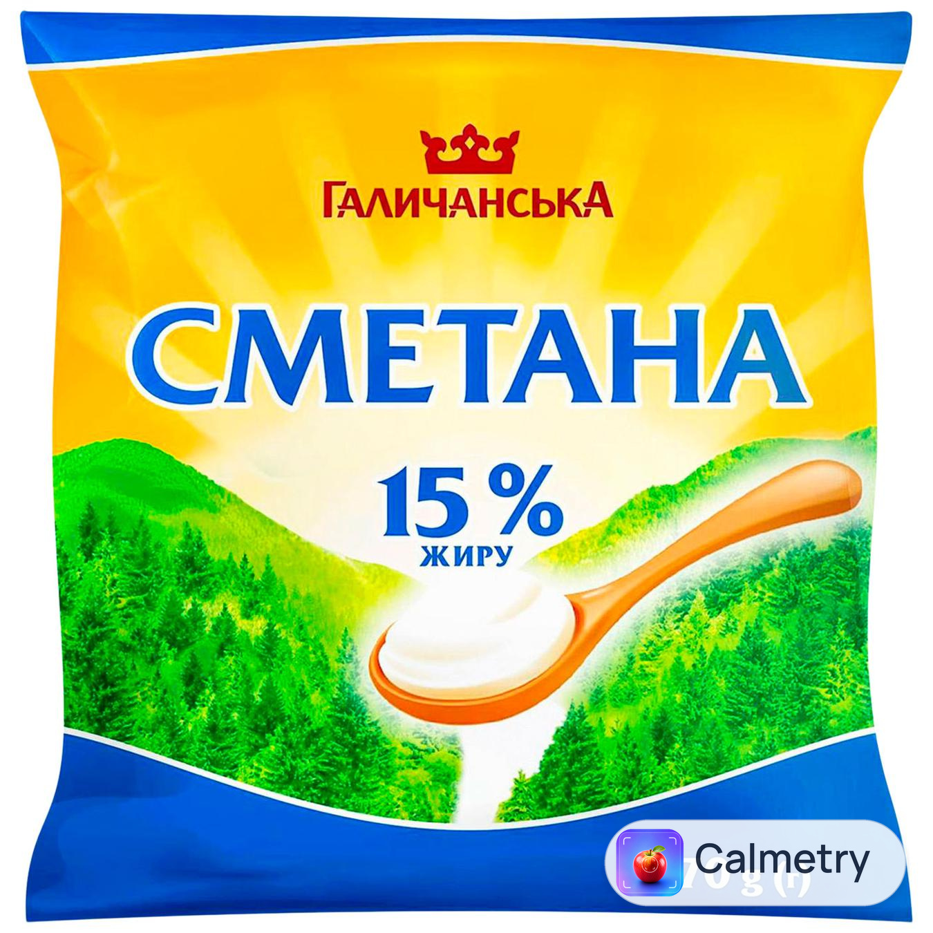 Сметана ГаличанськА 15% 370г — фото продукту