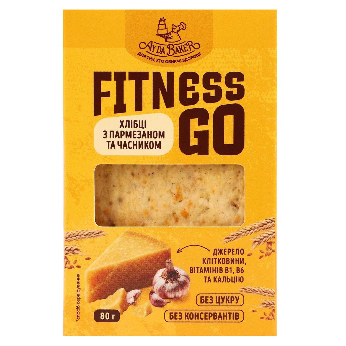 Хлібці Ay Da Baker Fitness Go з пармезаном та часником 80г — фото продукту