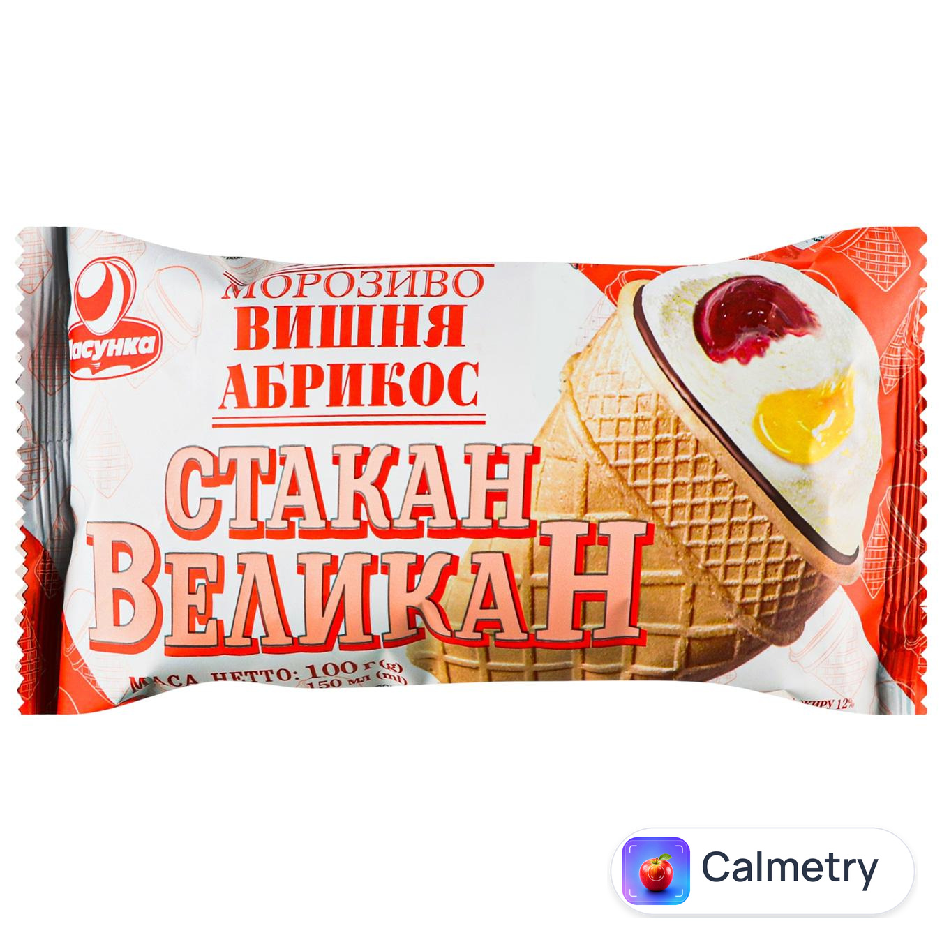 Морозиво Ласунка Стакан Великан вишня-абрикос 100г