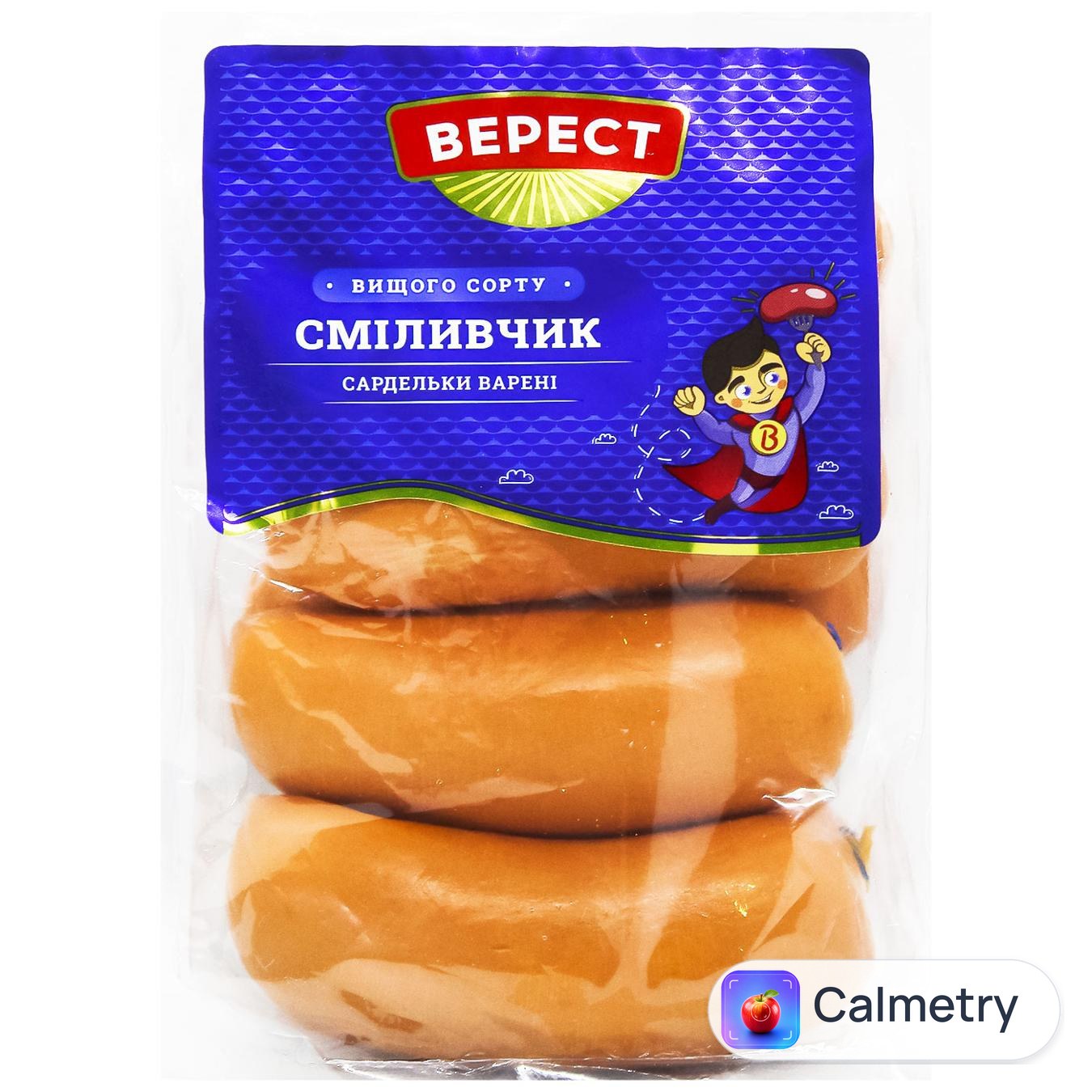 Сардельки Верест Сміливчик варені вищий сорт