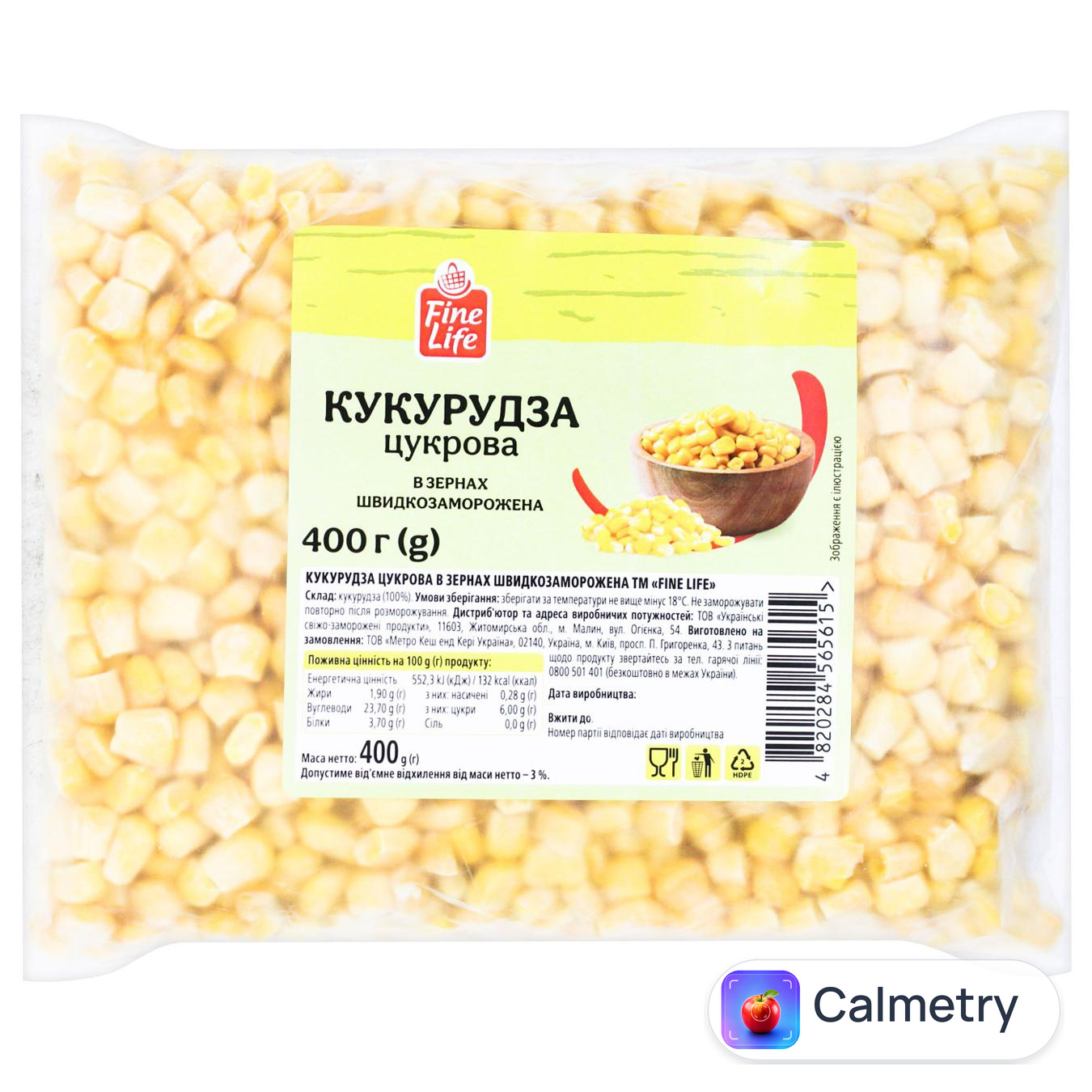 Кукурудза цукрова Fine Life в зернах заморожена 400г