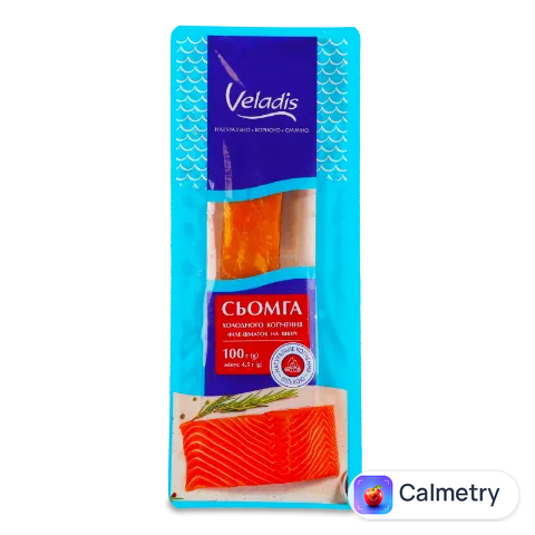 Сьомга Veladis філе, шматок на шкірі, х/к, 100г