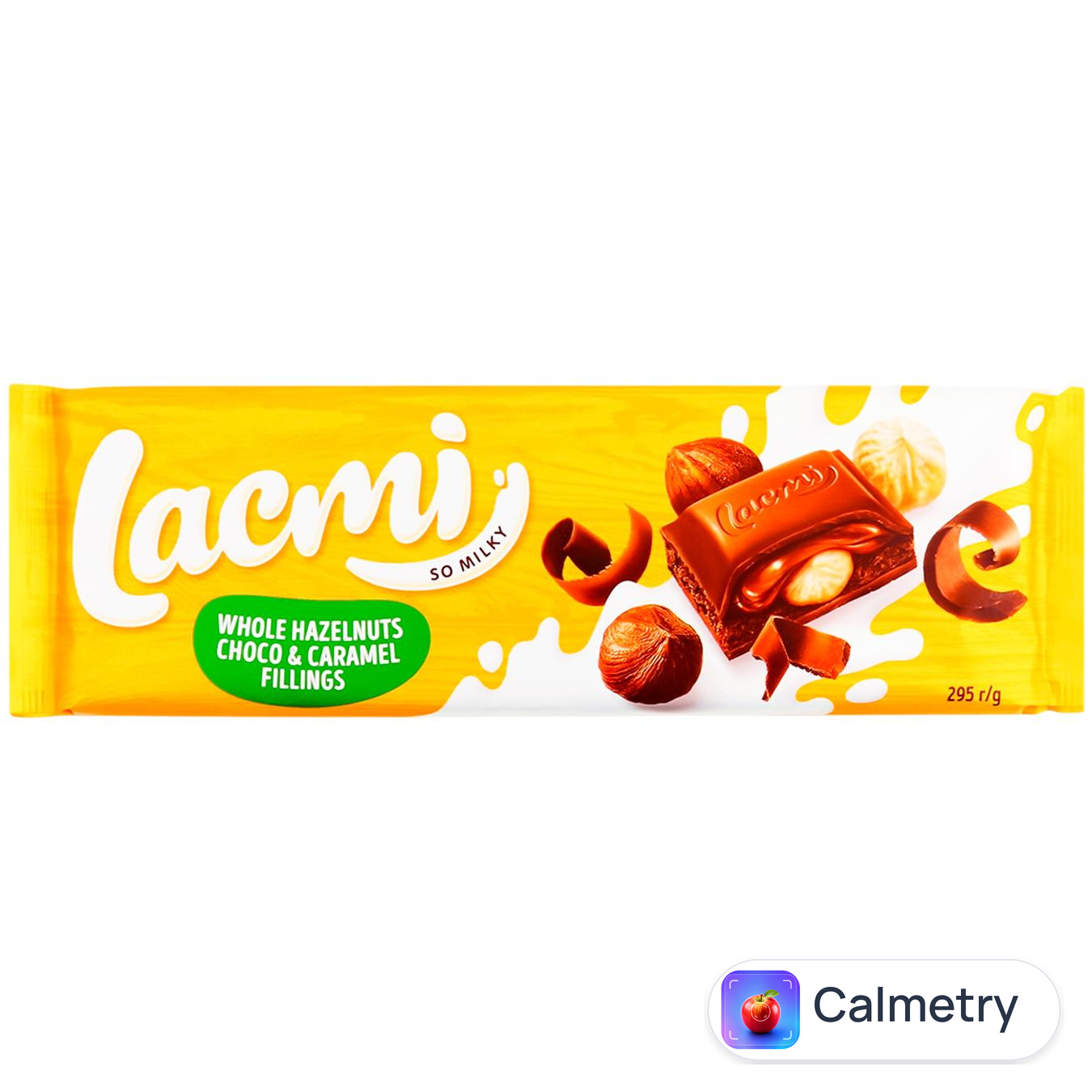 Шоколад молочний Roshen Lacmi з цілими лісовими горіхами і шоколадно-карамельною начинкою 295г