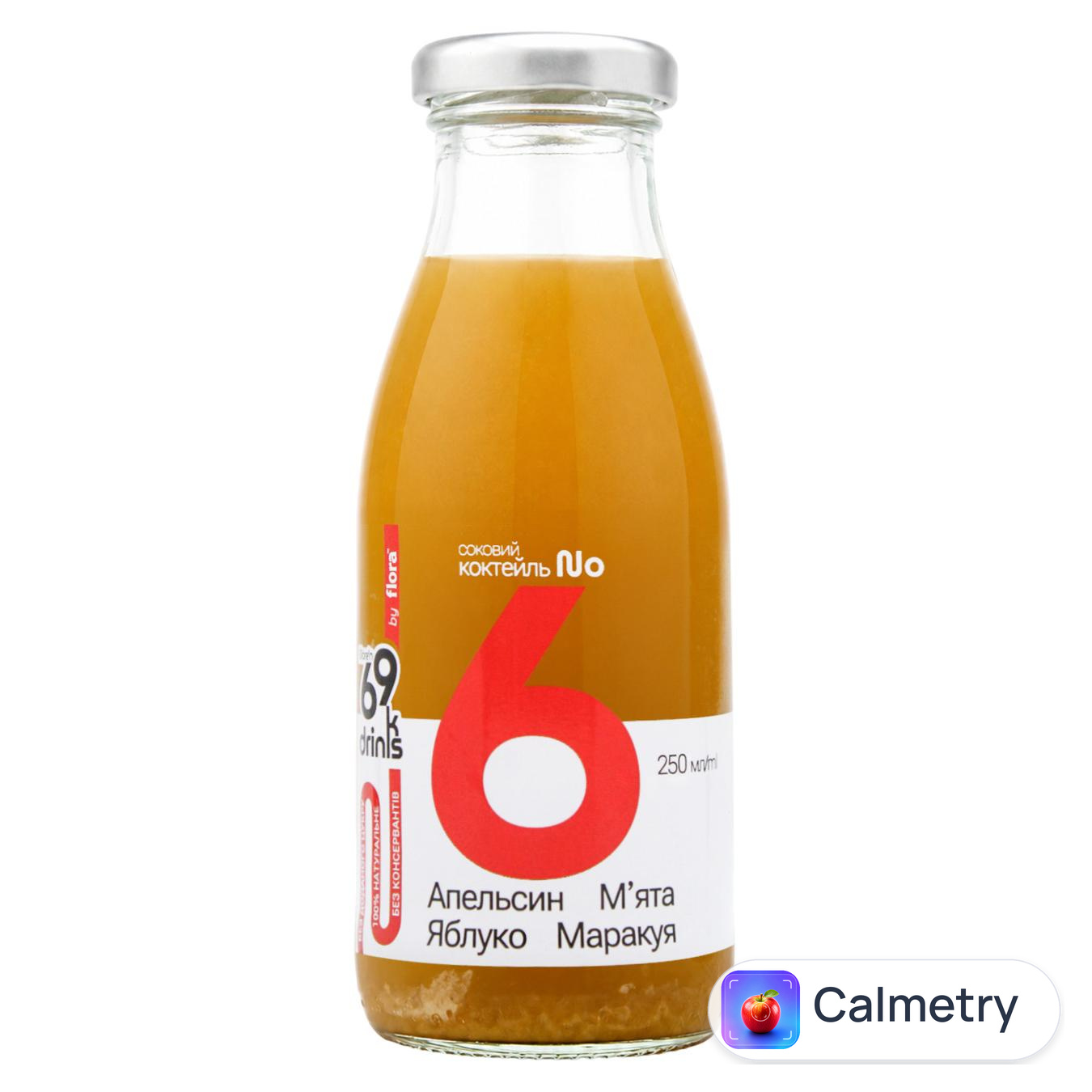 Коктейль соковий Flora More’n 69 Drinks №6 М'ята, апельсин, яблуко, маракуйя 250мл — фото продукту