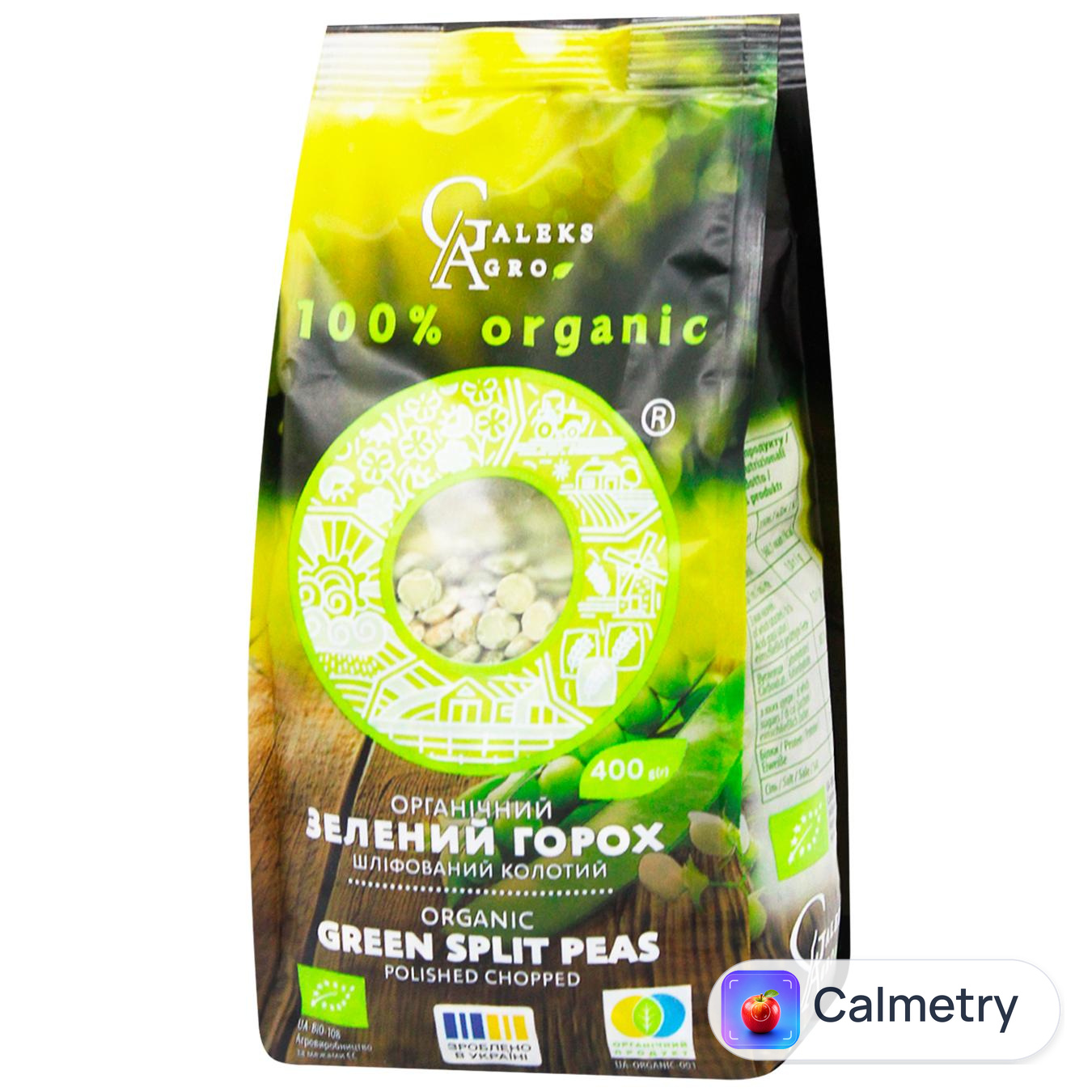 Горох Galeks-Agro зелений шліфований колотий органічний 400г