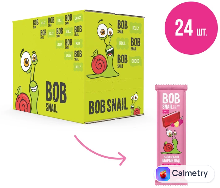 Упаковка натурального мармеладу Bob Snail Груша-Малина-Буряк 38 г х 24 шт.
