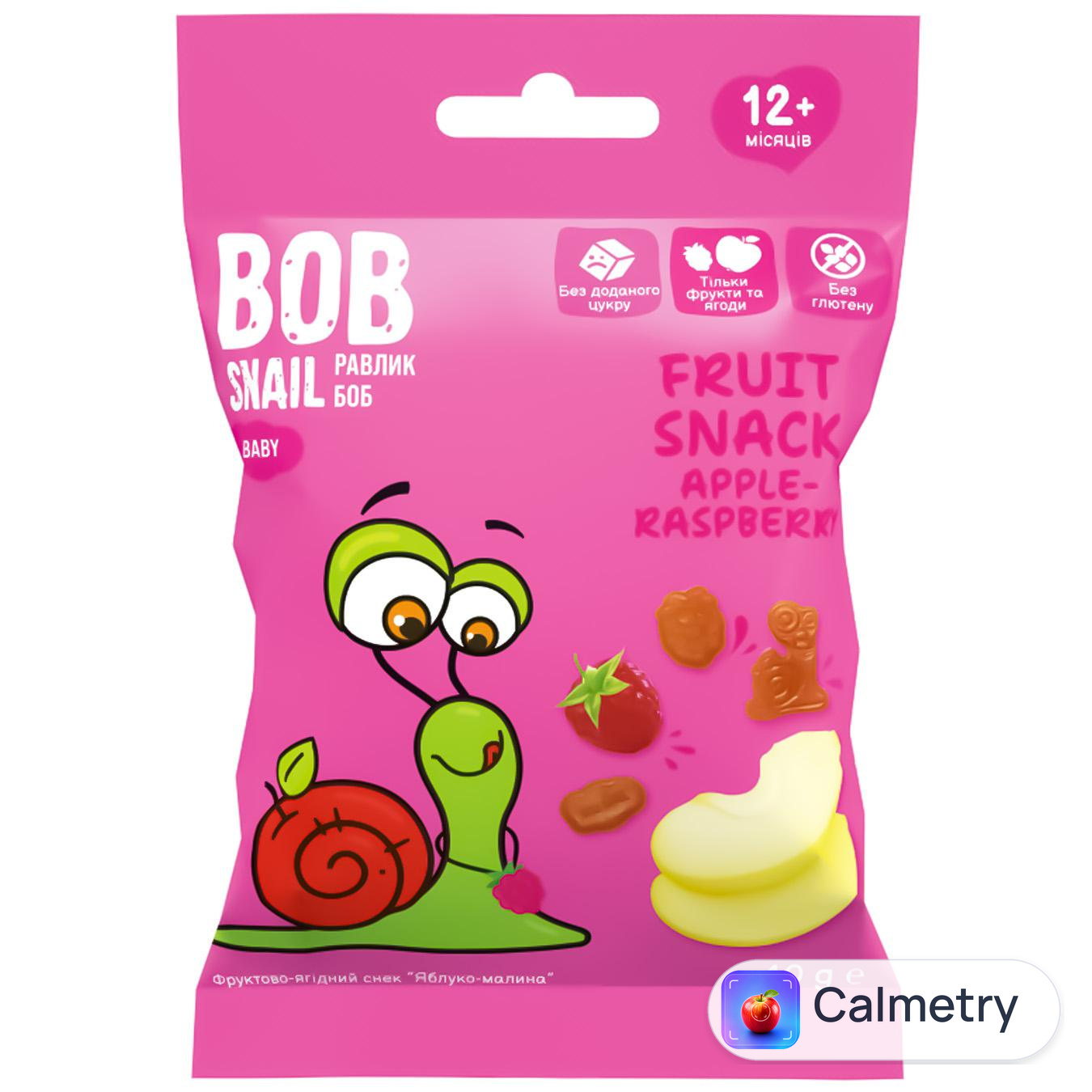 Снек фруктовий Bob Snail яблуко-малина 40г — фото продукту