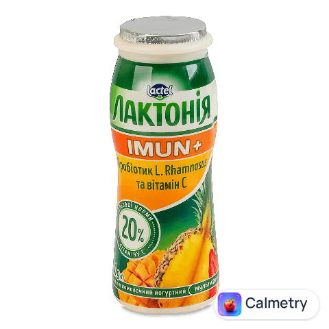 Напій кисломолочний йогуртний «Лактонія» Imun+ мультифрукт та вітамін С 1,5%, 100г