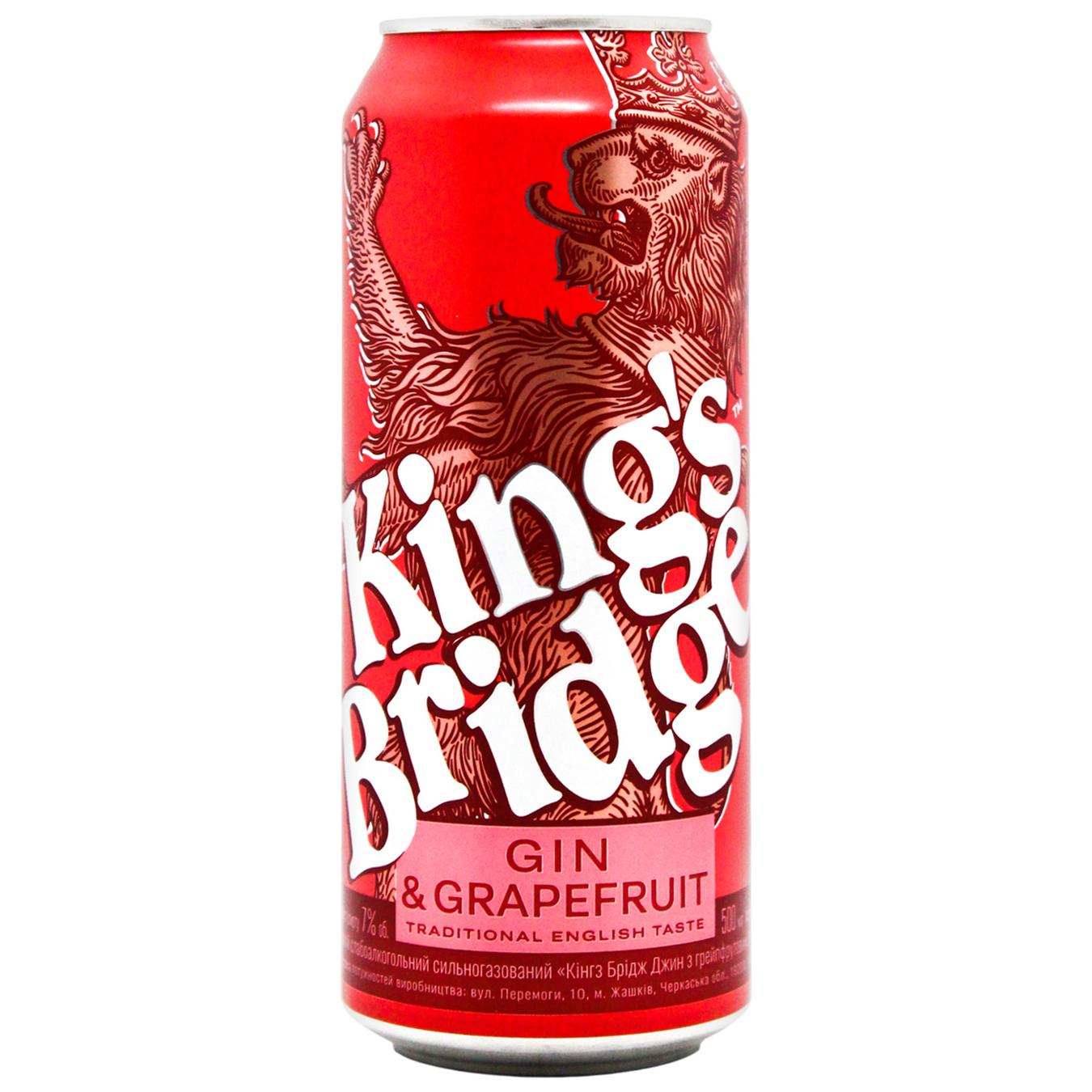 Напій слабоалкогольний King's Bridge Gin & Grapefruit 7% 0,5л — фото продукту