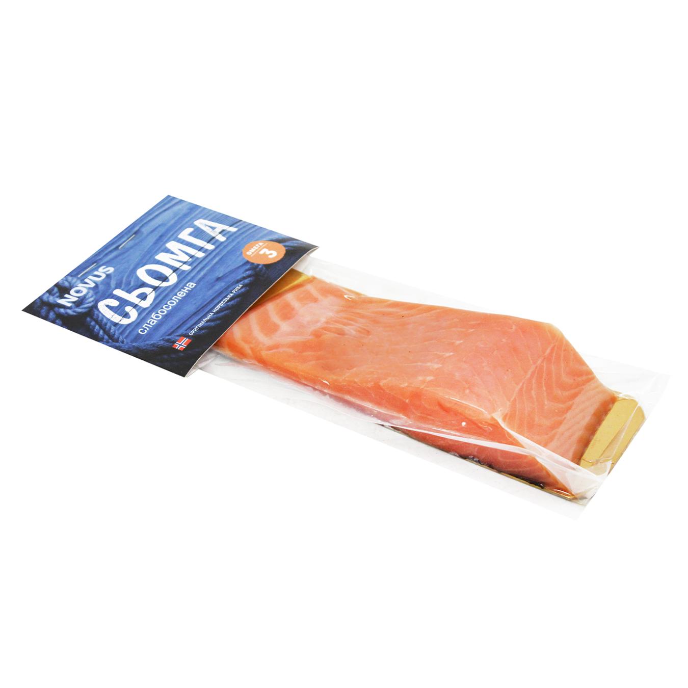 Сьомга Novus філе-шматок з шкірою слабосолена 180г — фото продукту