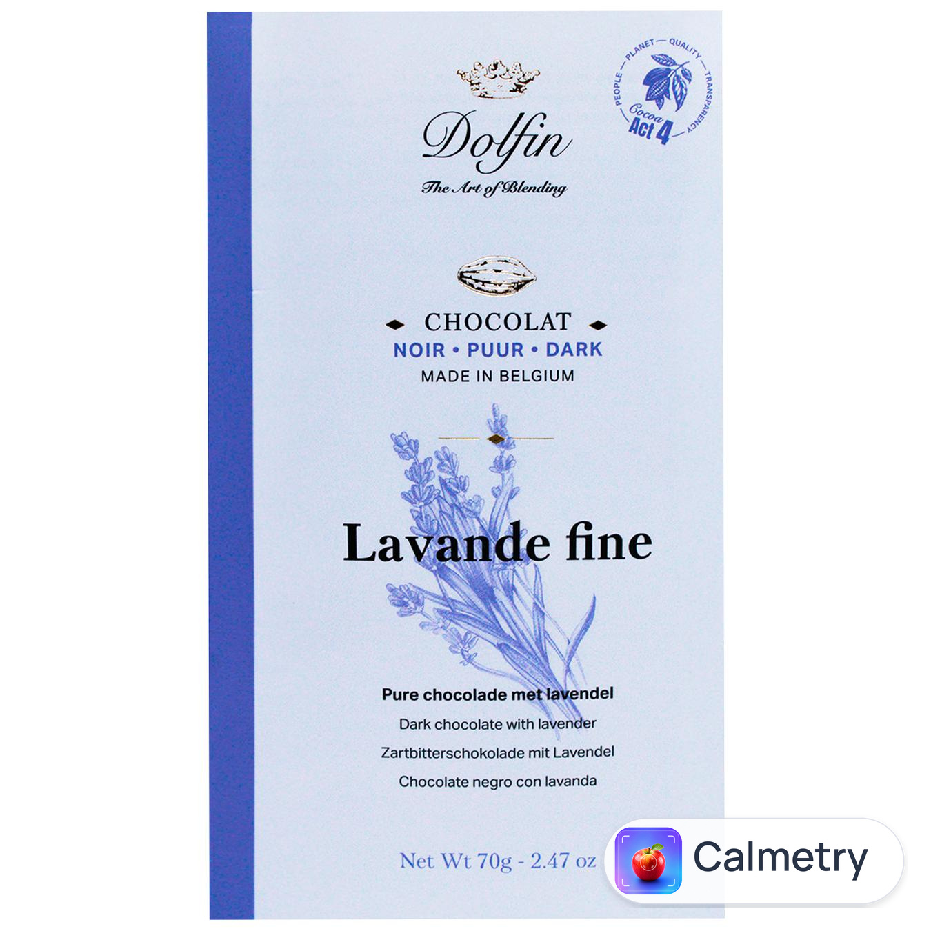 Шоколад чорний Dolfin з лавандою 60% 70г