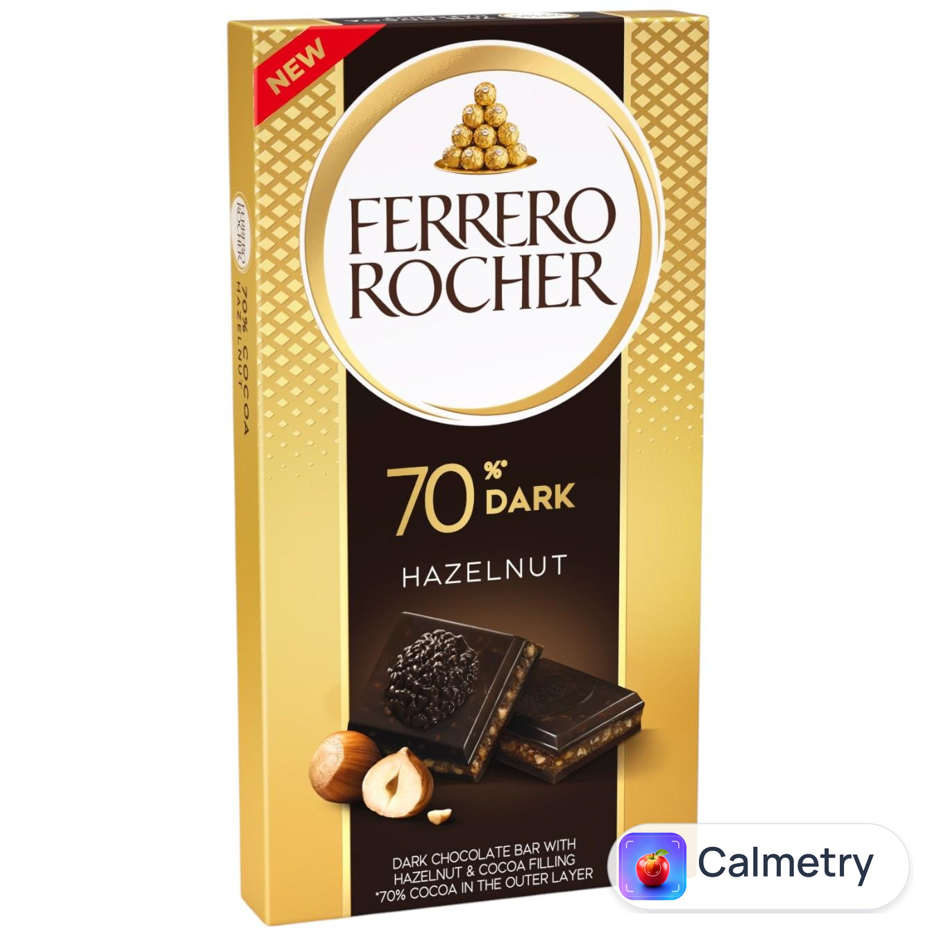 Шоколад чорний Ferrero Rocher з лісовим горіхом 70% 90г — фото продукту