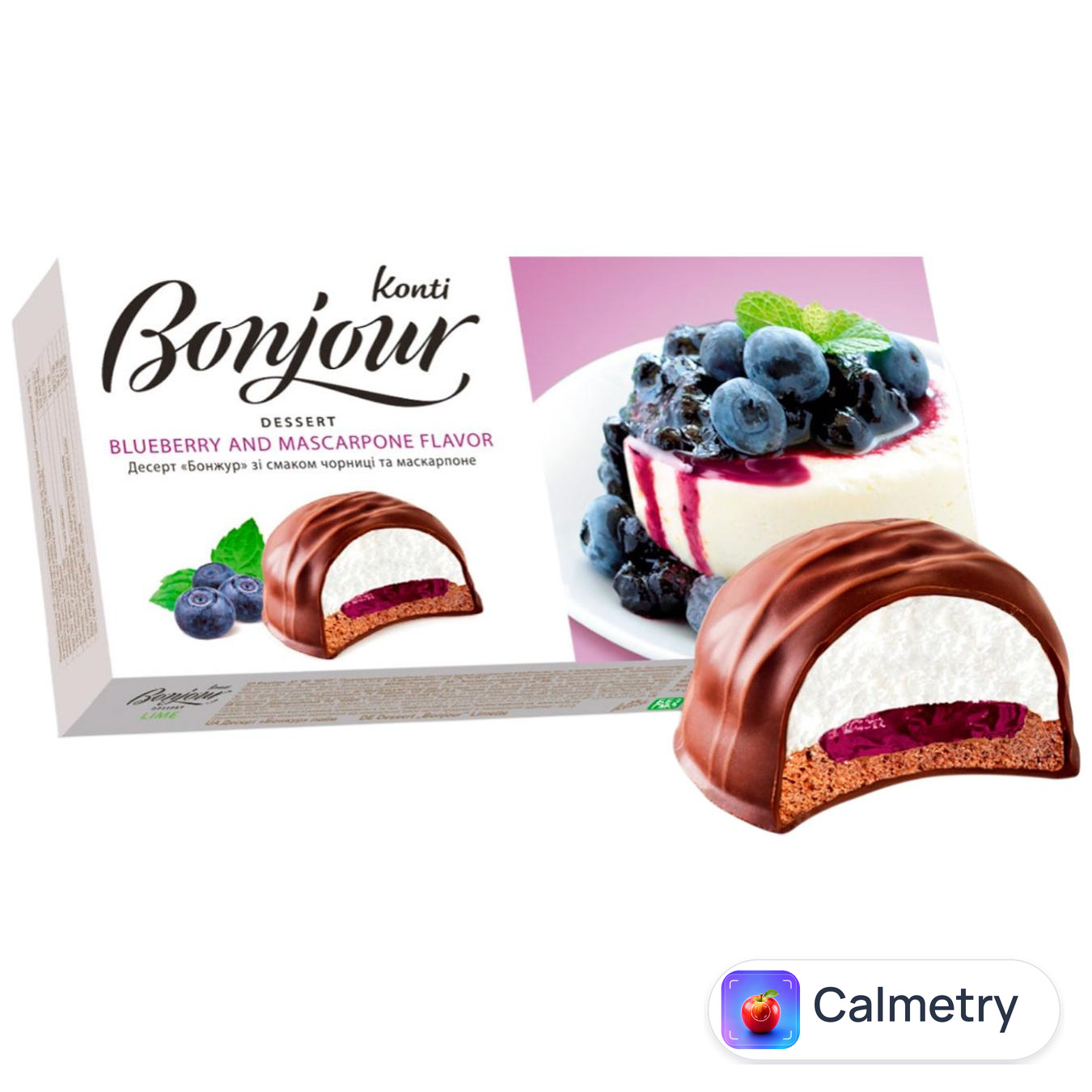 Десерт Konti Bonjour зі смаком чорниця-маскарпоне 232г — фото продукту