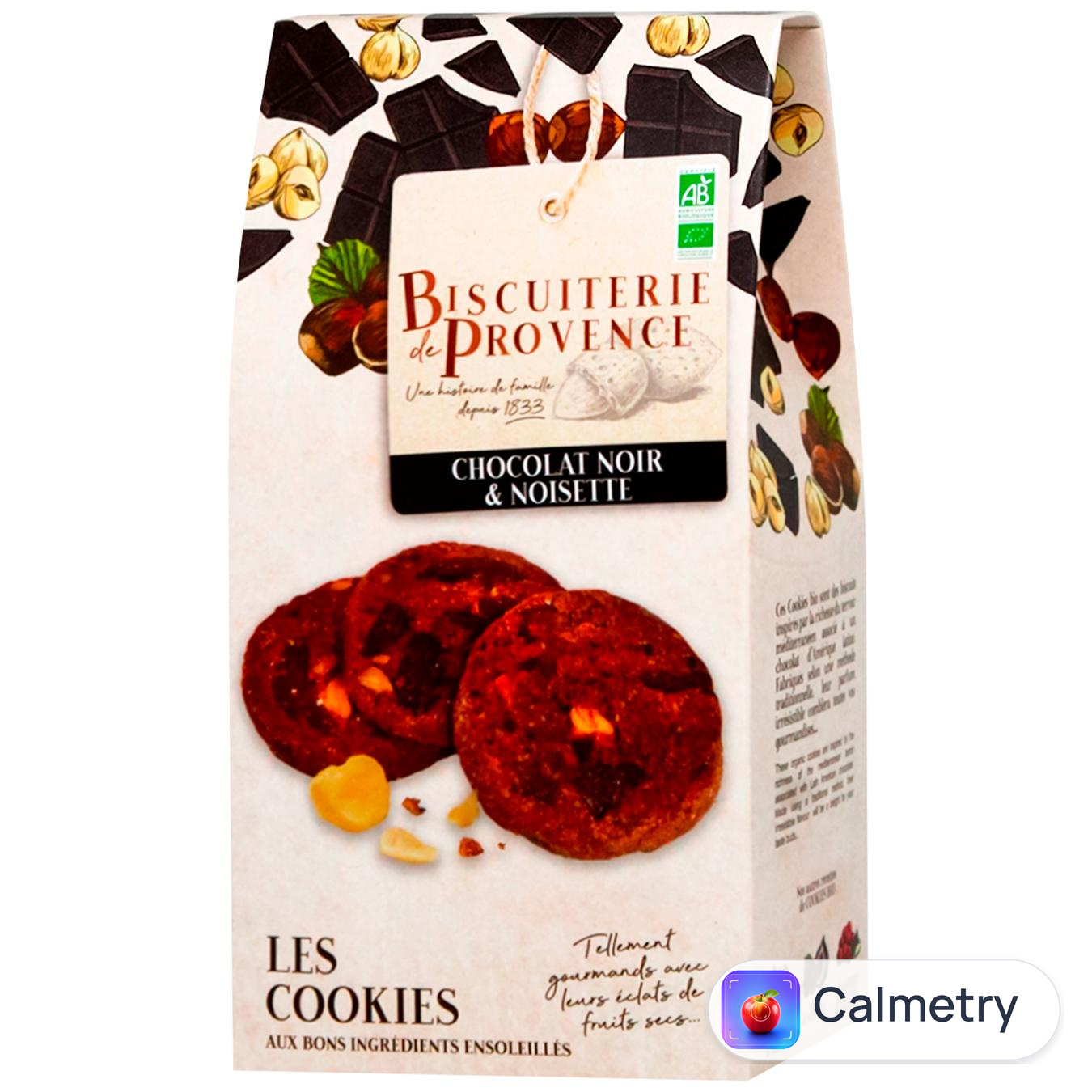 Печиво Biscuiterie de Provence з чорним шоколадом та фундуком органічне 120г