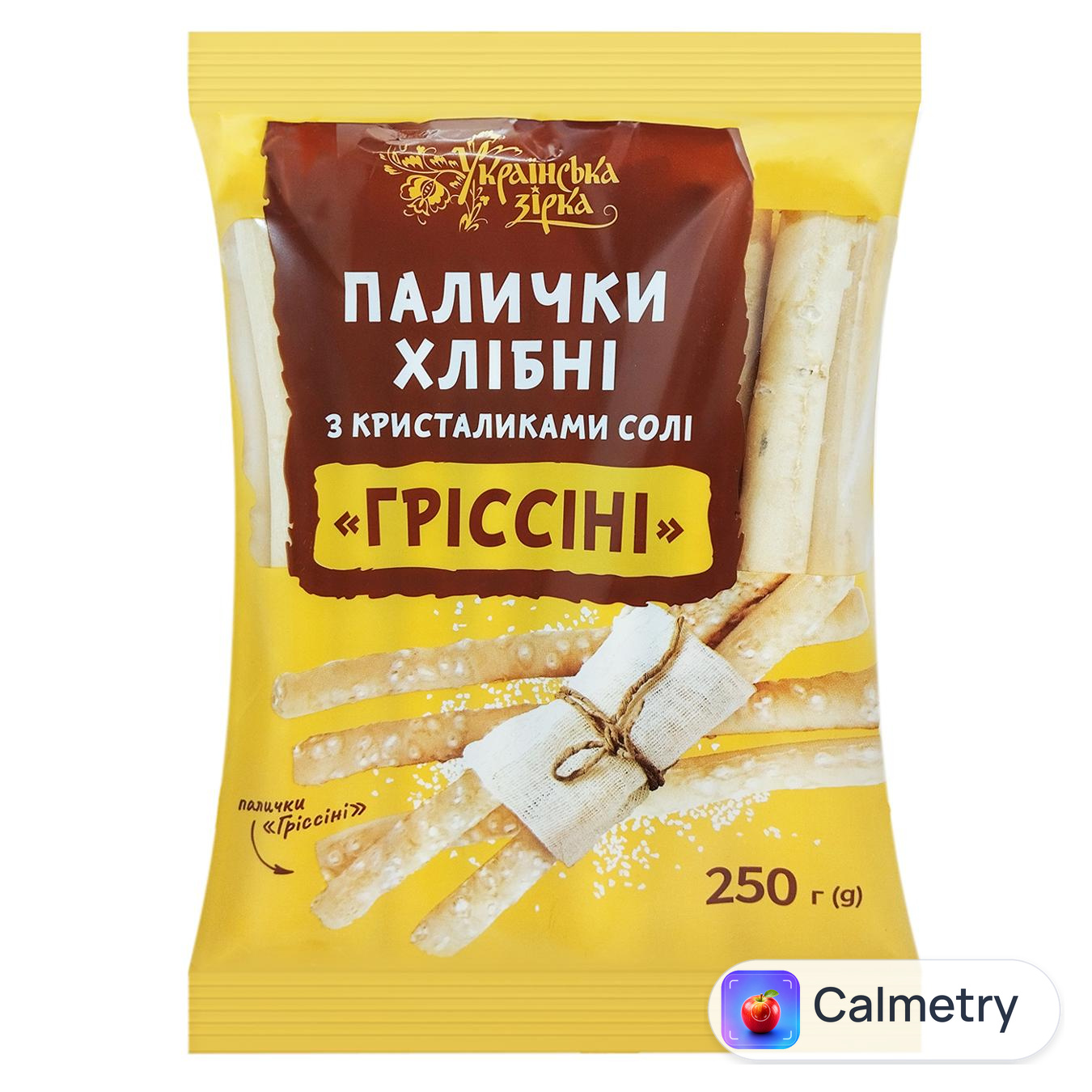 Палички хлібні Українська Зірка Гріссіні з кристаликами солі 250г