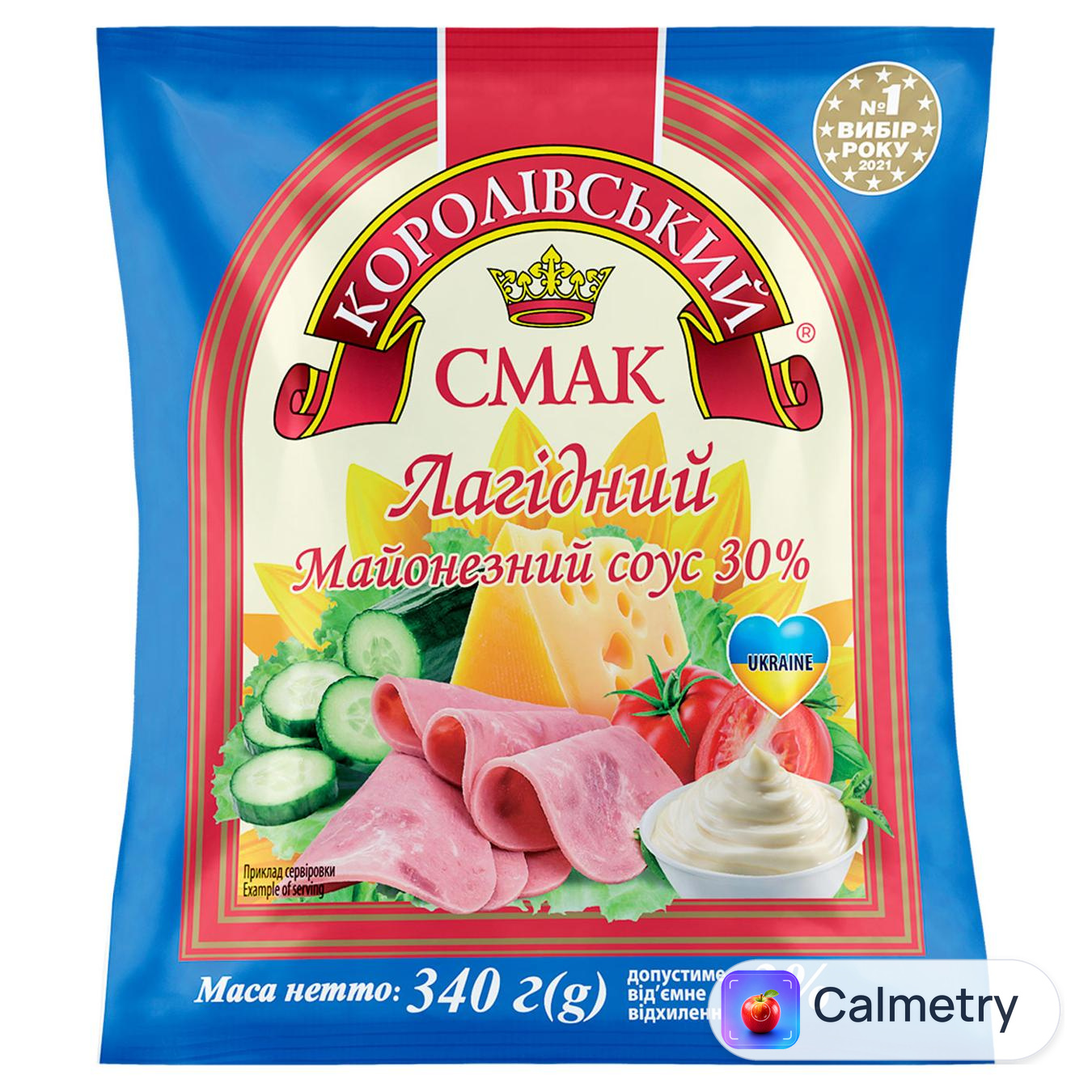 Майонезний соус Королівський смак Лагідний 30% 340г