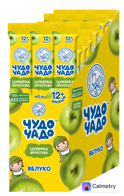 Упаковка цукерок Чудо-Чадо натуральних фруктових яблучних 14 г х 25 шт