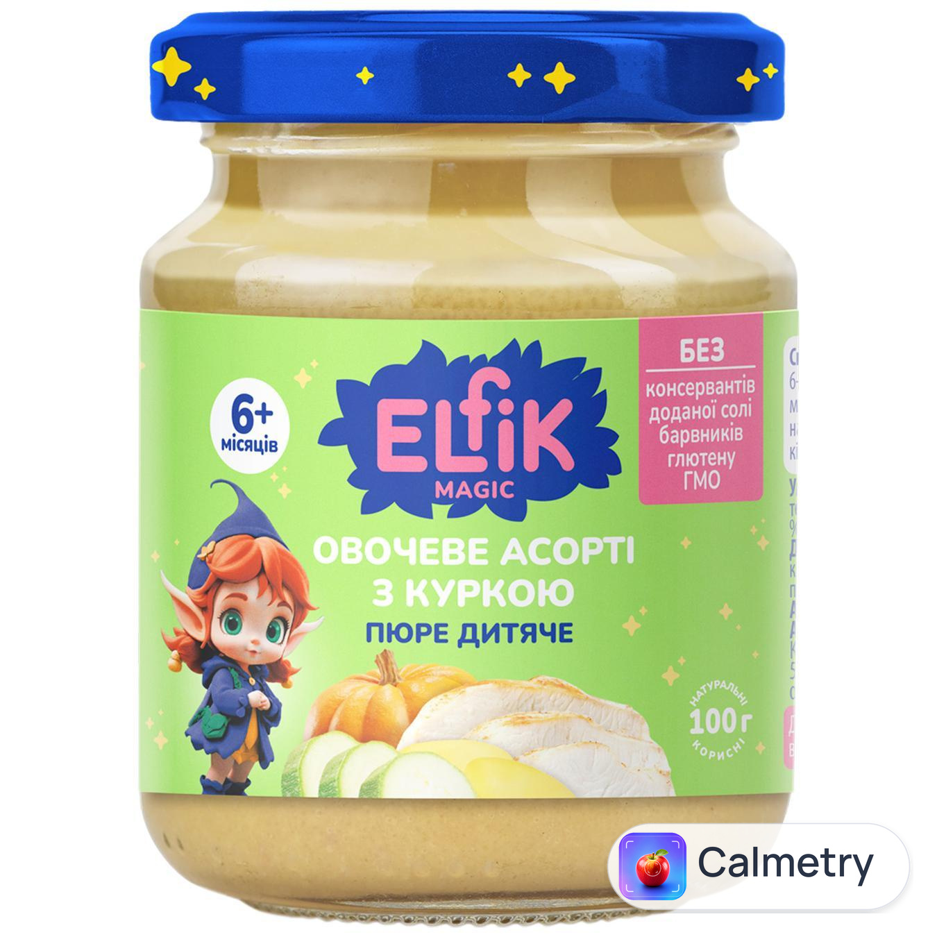 Пюре Elfik Magic овочеве асорті з куркою 100г