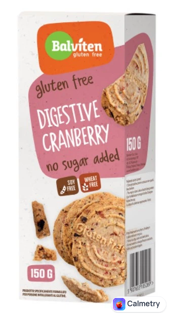 Печиво вівсяне з журавлиною без глютену та без цукру Digestive Cranberry Balviten 150 г