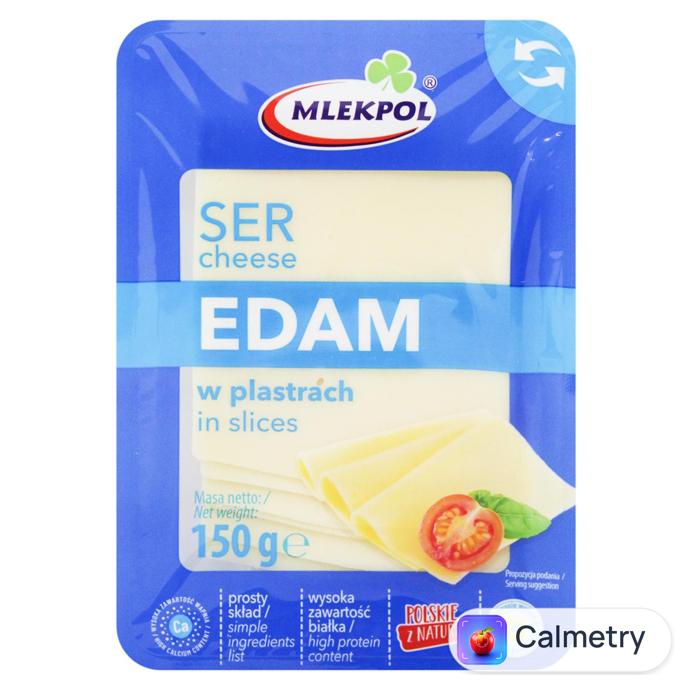 Сир Mlekpol Едам нарізаний 45% 150г — фото продукту