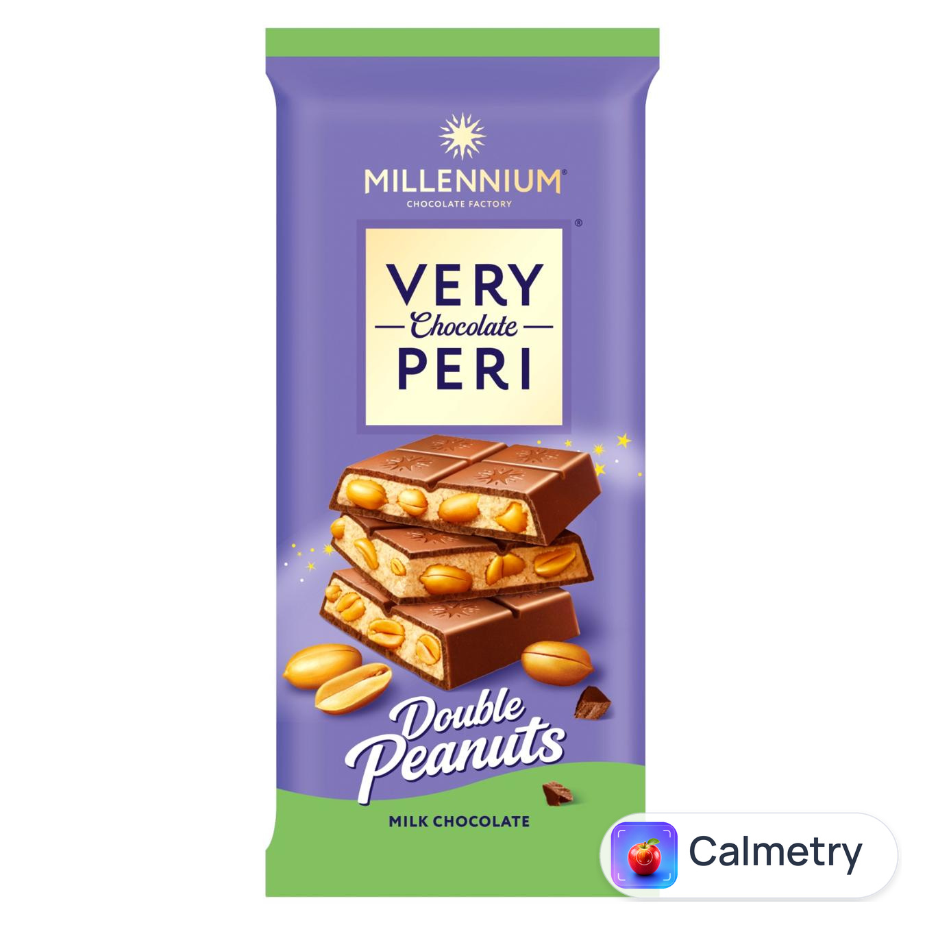 Шоколад молочний Millennium Very Peri з подрібненим та цілим арахісом 105г — фото продукту