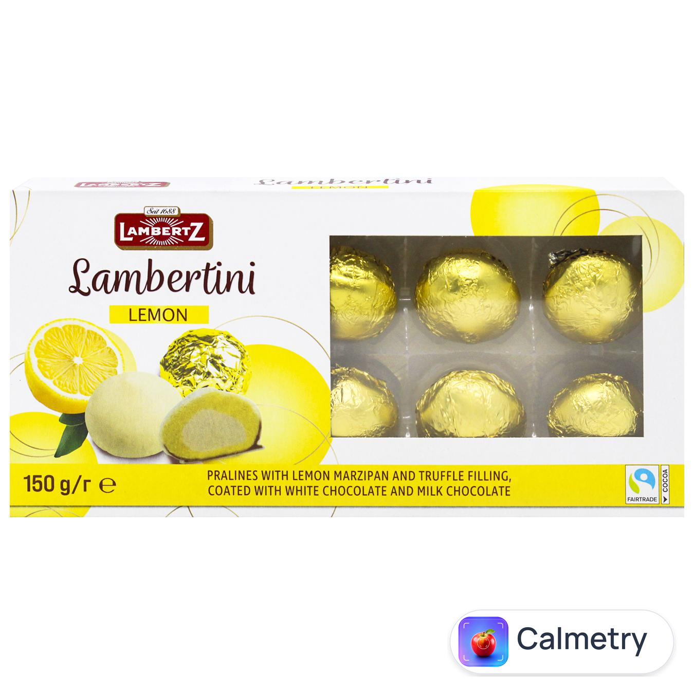 Цукерки Lambertz Ламбертіні лимонний марципан в білому шоколаді 150г — фото продукту