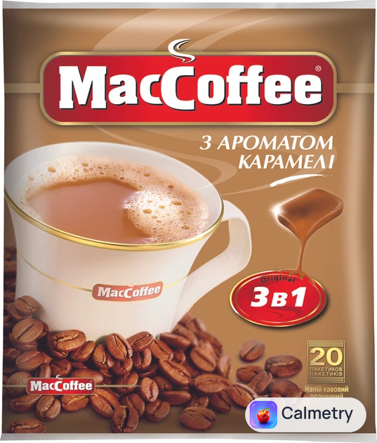 Кавовий напій 3в1 MacCoffee з ароматом карамелі 18 г x 20 шт