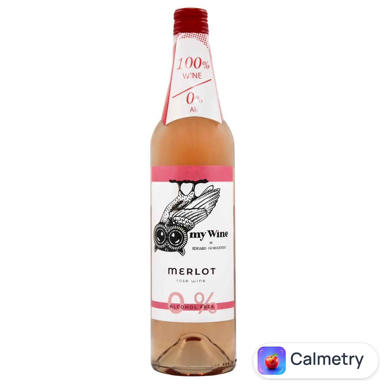 Вино My Wine Мерло рожеве напівсолодке безалкогольне 0,75л — фото продукту