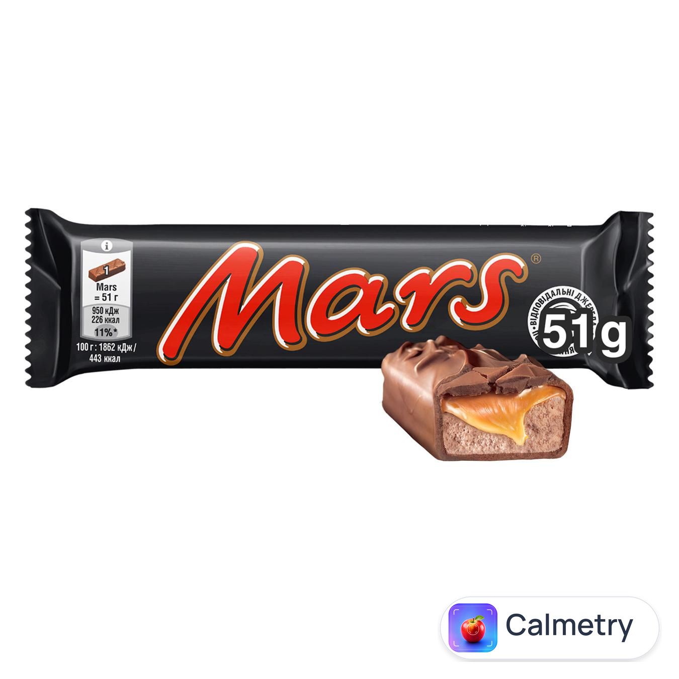 Батончик Mars з нугою та карамеллю в молочному шоколаді 51г