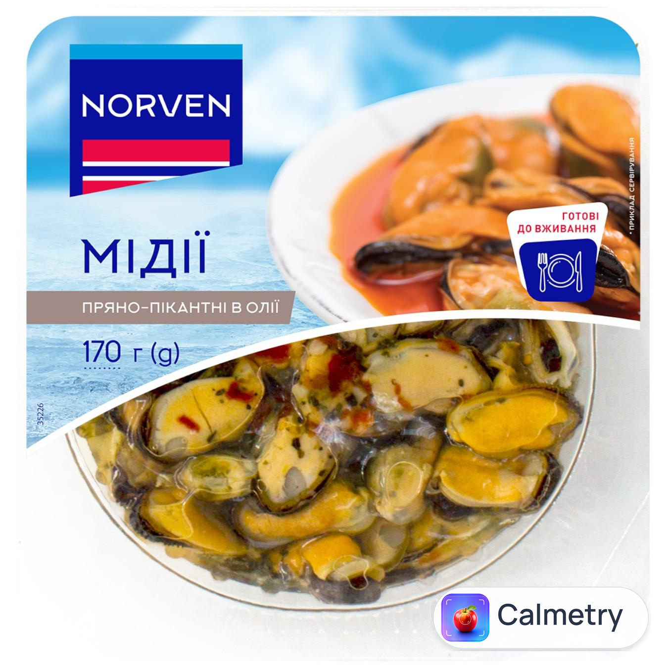 Мідії Norven пряно-пікантні в олії 170г — фото продукту