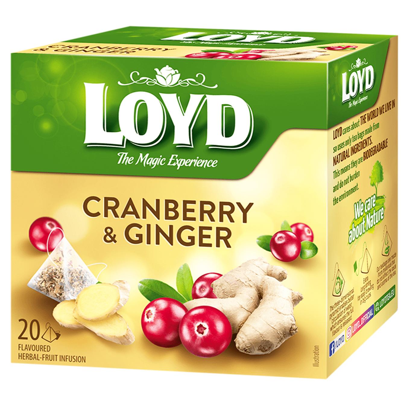 Чай фруктовий Loyd Журавлина та імбир 2г*20шт — фото продукту