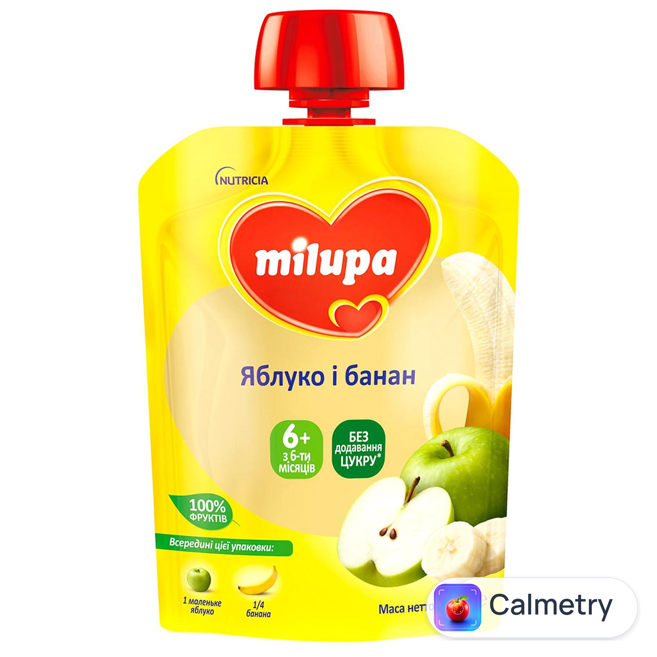 Пюре фруктове Milupa Яблуко та Банан для дітей з 6 місяців 80г — фото продукту
