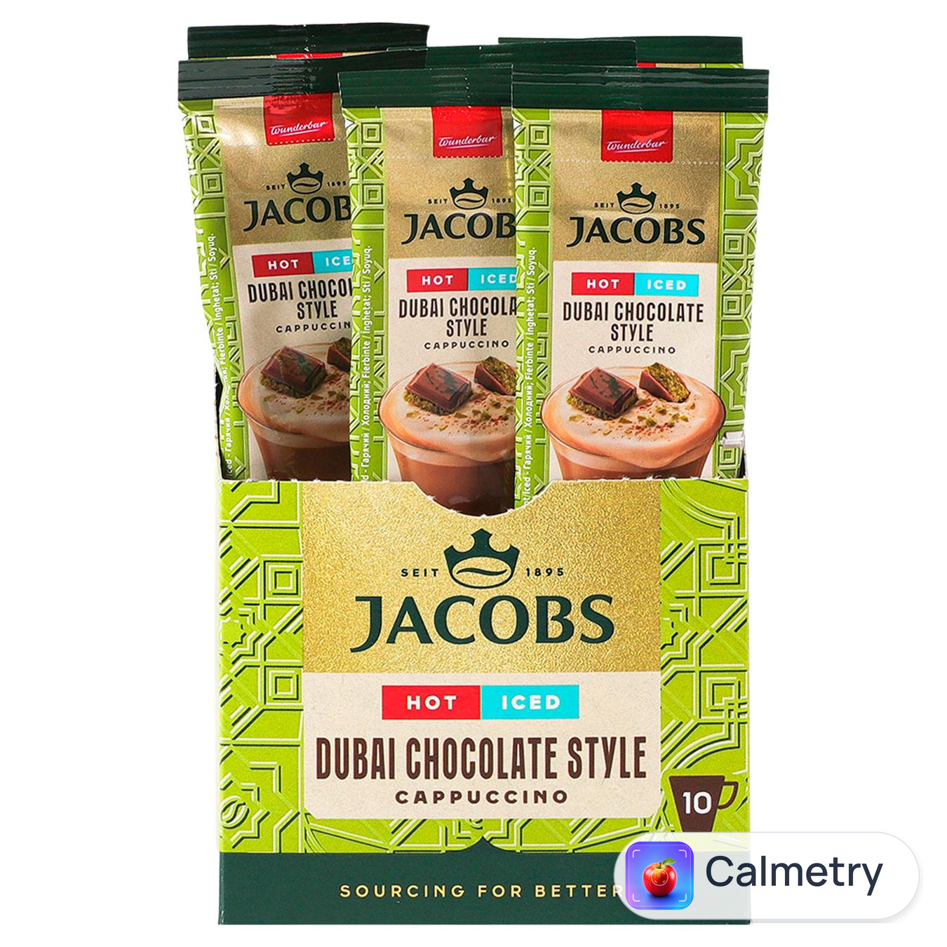 Напій кавовий Jacobs Cappuccino 3в1 Дубайський шоколад 19,5г — фото продукту