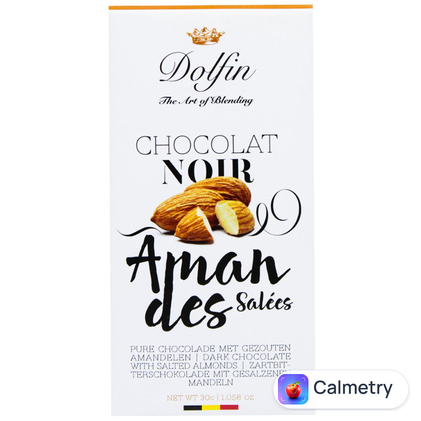 Шоколад чорний Dolfin з солоним мигдалем 60% 30г