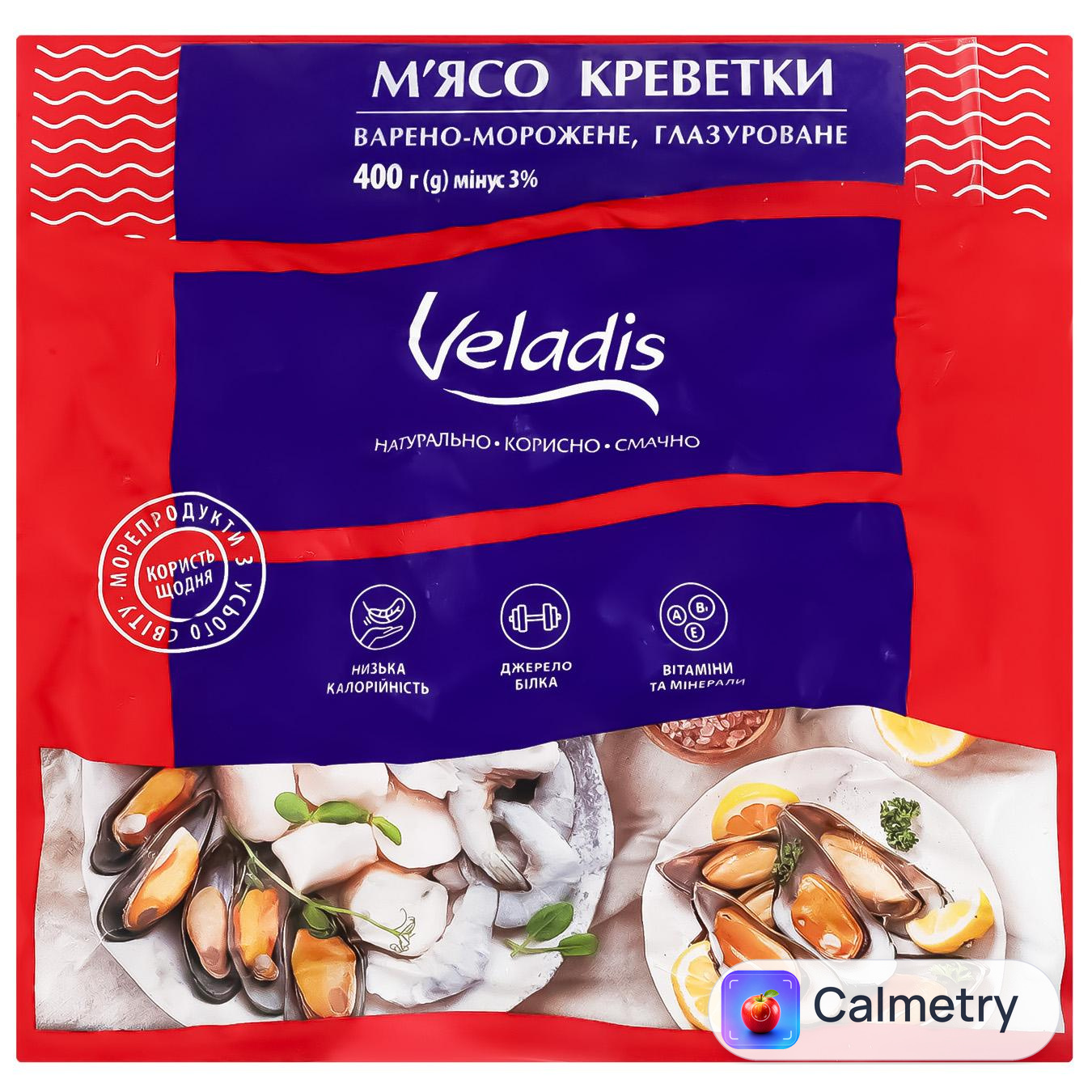 М'ясо креветки Veladis варено-морожене глазуроване 400г