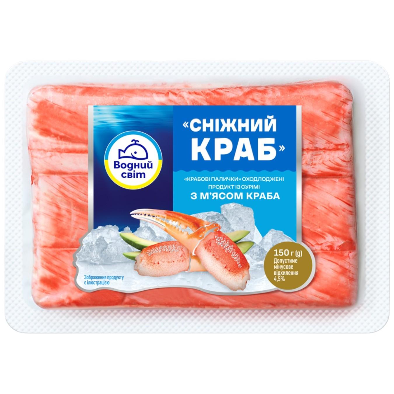 Крабові палички Водний Світ Сніжний краб охолоджені 150г — фото продукту