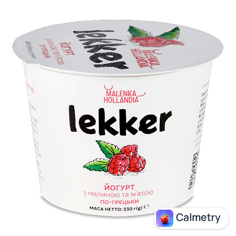 Йогурт Lekker з малиною та м'ятою по-грецьки 3%, 230г