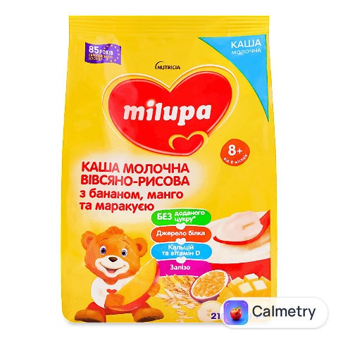Каша вівсяно-рисова Milupa молочна з бананом, манго та маракуєю, 210г