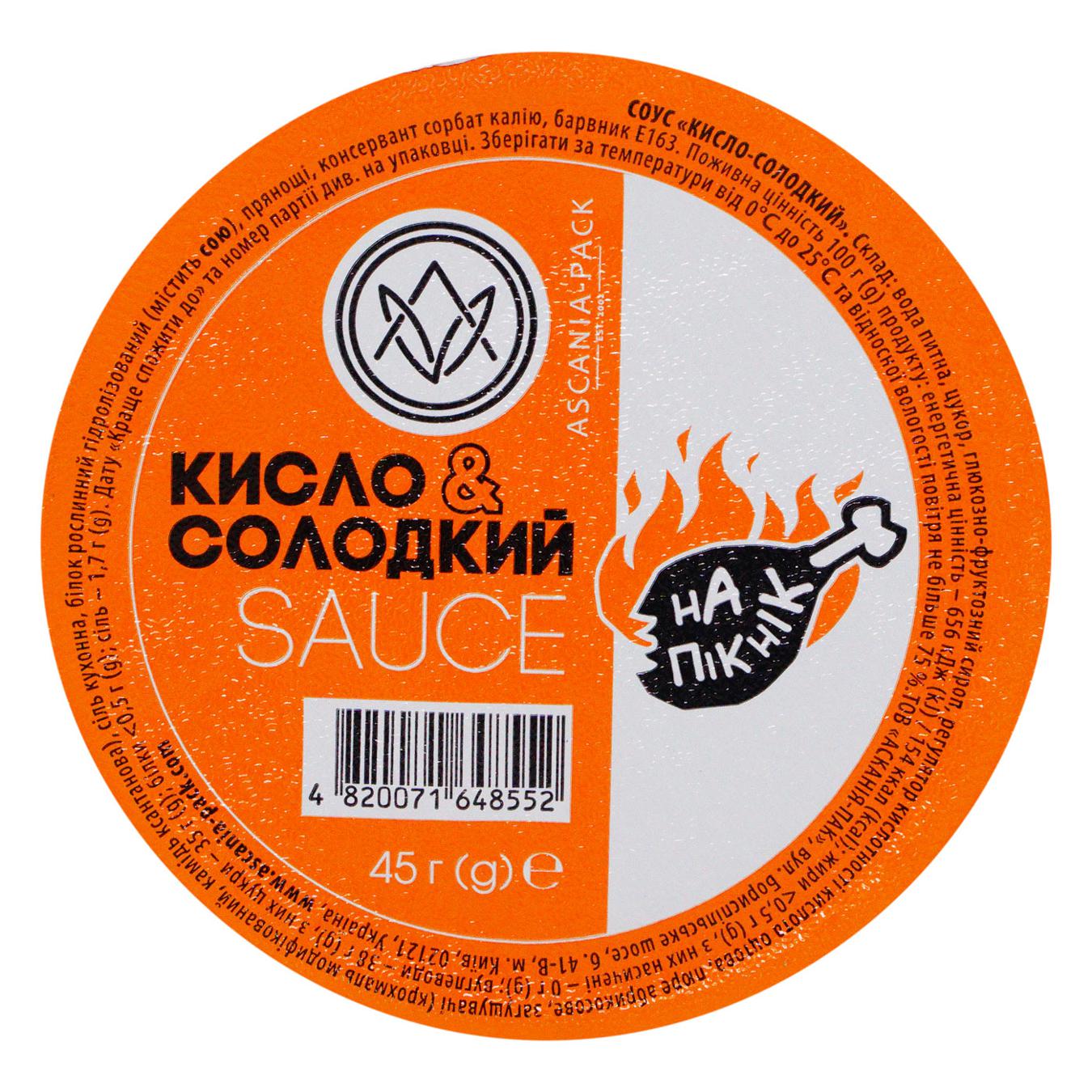 Соус Ascania Кисло-солодкий 45мл — фото продукту