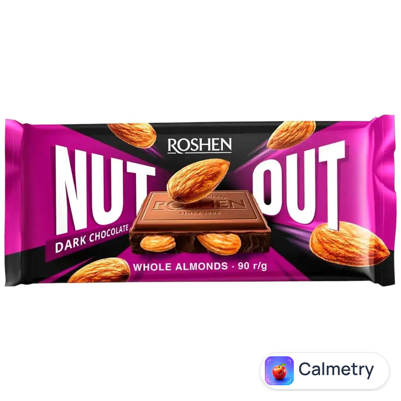 Шоколад чорний Roshen Nut Out з цілим мигдалем 90г