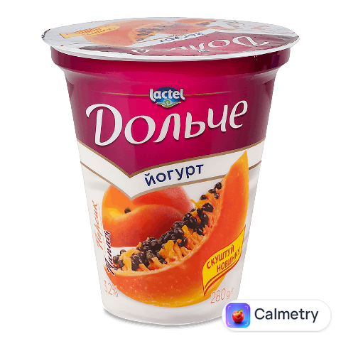 Йогурт Дольче Персик папая 3,2%, стакан, 280г