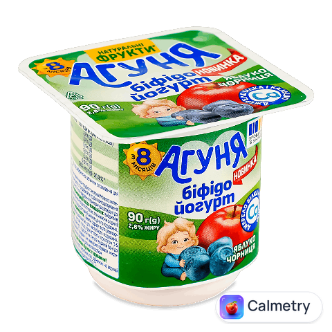 Біфідойогурт Агуня Яблуко чорниця для дітей 2,8%, 90г