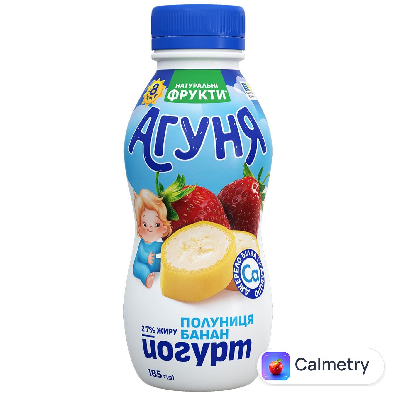 Йогурт Агуня з наповнювачем полуниця-банан 2,7% 185г