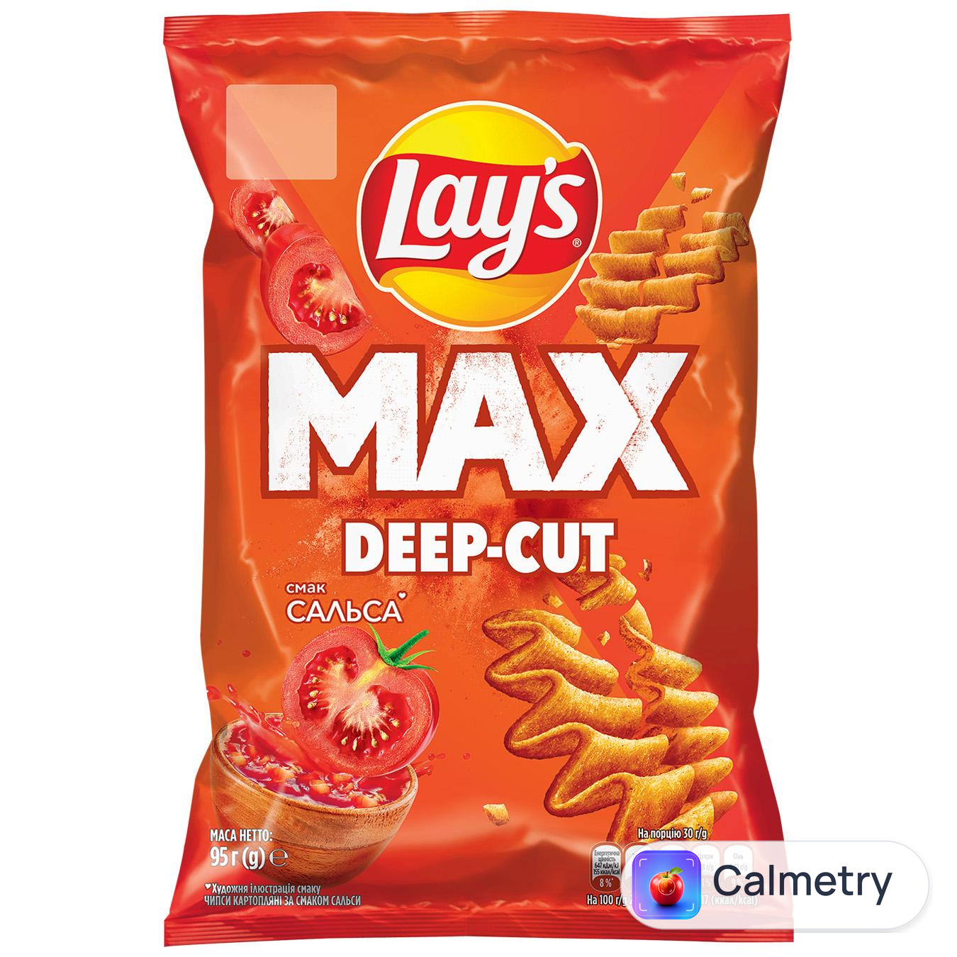Чипси Lay's Max Deep-Cut рифлені зі смаком сальси 95г — фото продукту