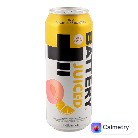 Напій енергетичний Battery Juiced Peach Lemonade безалкогольний з/б, 0,5л